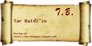 Tar Balázs névjegykártya